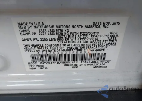 2015 Mitsubishi Outlander Sport Se from USA, damaged, VIN 4A4AR4AU5FE060511